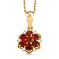 D'Joy AA mexikanischer Kirschfeuer-Opal und Moissanit Anhänger mit 50cm Kette - 0,47 ct.