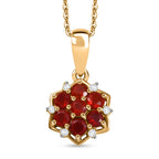 D'joy AA Mexikanischer Kirschfeuer-Opal, Moissanit Schmuckset ca. 50 cm, 925 Silber 750 Gelb Vergoldet ca. 0.47 ct