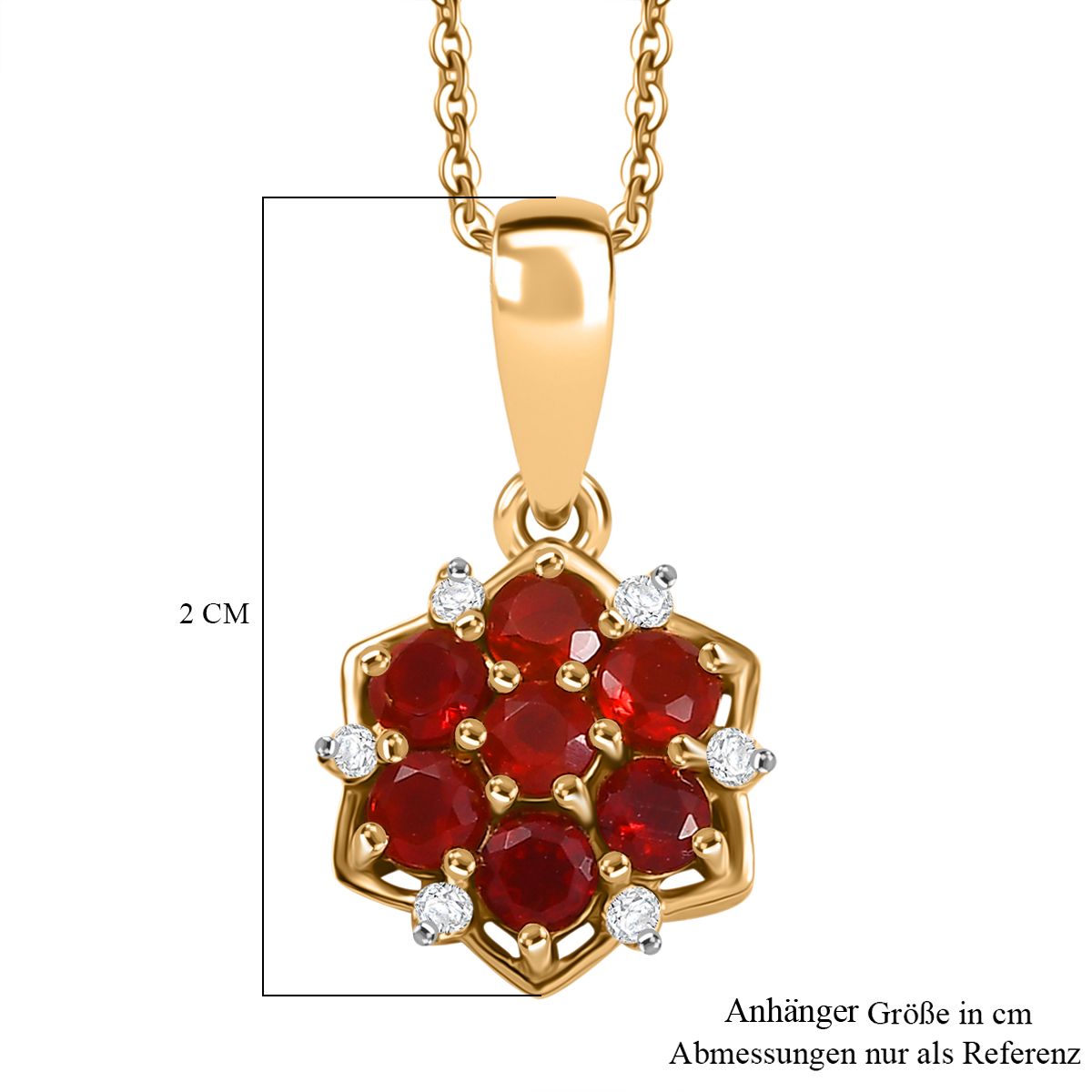 D'joy AA Mexikanischer Kirschfeuer-Opal, Moissanit Schmuckset ca. 50 cm, 925 Silber 750 Gelb Vergoldet ca. 0.47 ct