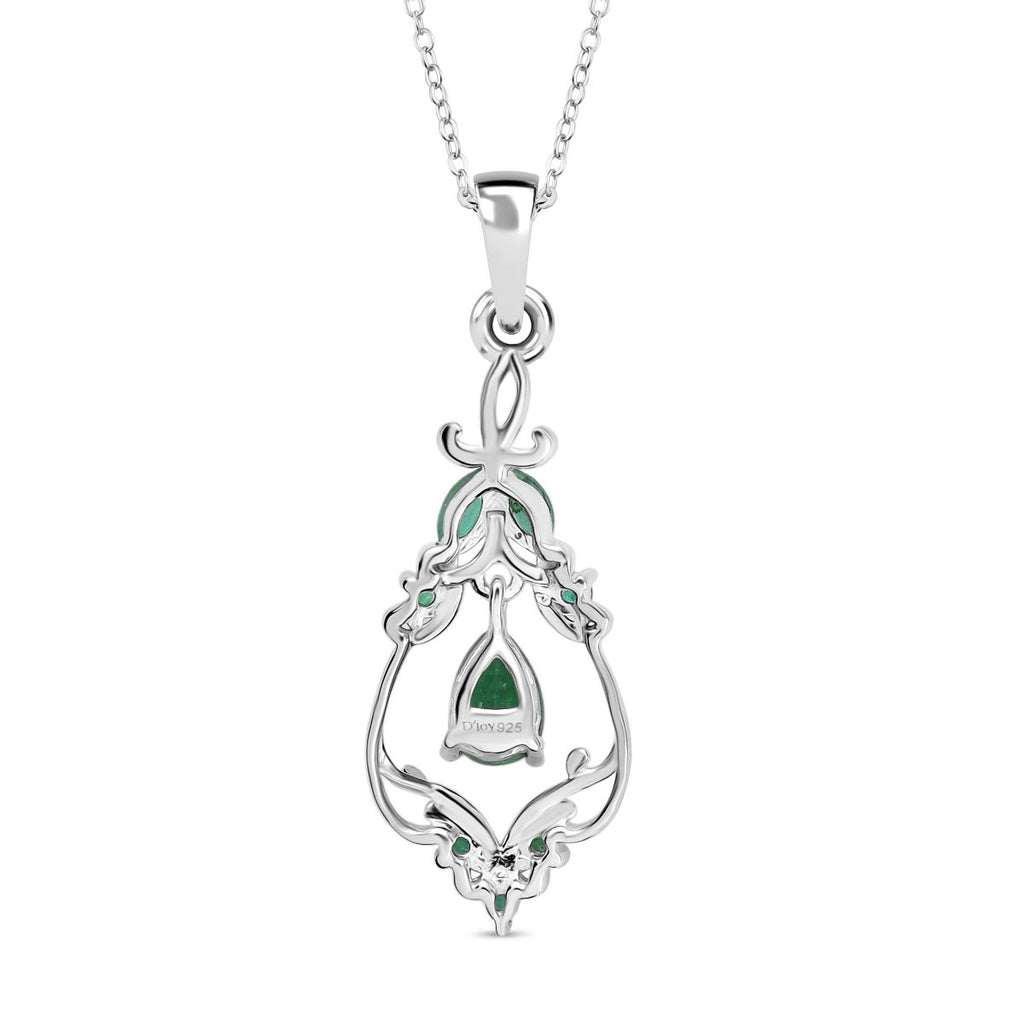 Timeless Regal - D joy Kagem Sambischer Smaragd, Smaragd Anhänger mit Kette, 925 Silber rhodiniert, 925 Silber Rhodiniert und 750 Gelbgold Vermeil ca. 0,64 ct.