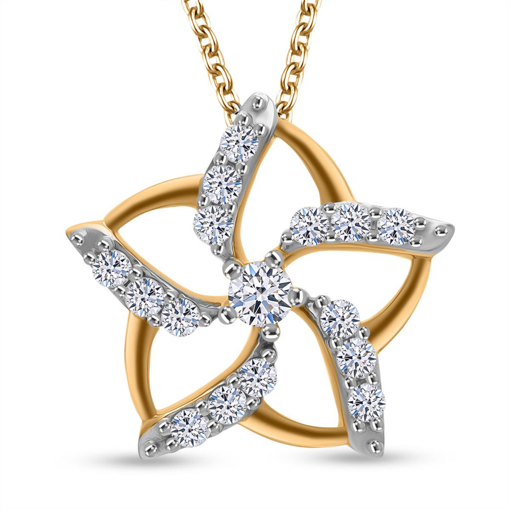 LUXURIANT DIAMOND - Lab Grown Diamant SI-GH SGL zertifiziert Anhänget mit Kette (ca. 50cm), 925 Silber 750 Gelbgold Vermeil ca. 0.50 ct