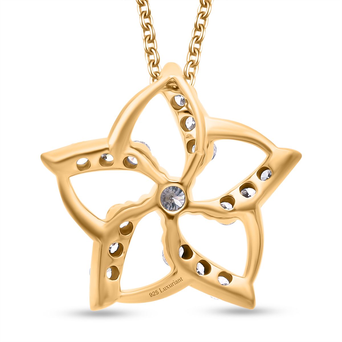 LUXURIANT DIAMOND - Lab Grown Diamant SI-GH SGL zertifiziert Anhänget mit Kette (ca. 50cm), 925 Silber 750 Gelbgold Vermeil ca. 0.50 ct