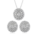 LUXURIANT DIAMOND - 2er Set Lab Grown Diamant SI-GH Anhänger mit Kette (ca. 45 cm + 5 cm extender) und Ohrringe, 925 Silber rhodiniert ca. 3.00 ct