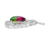 Garden Grace - D'joy Wassermelonen Quarz Triplette, Weißer Zirkon Anhänger mit Kette ca. 45 cm, 925 Silber rhodiniert ca. 11.36 ct