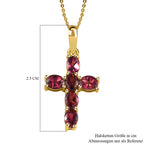 AA Rubellit Kreuz-Anhänger mit Kette, 925 Silber Gelbgold Vermeil ca. 1.09 ct