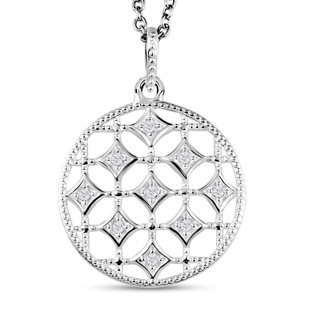 Zirkonia Anhänger mit Kette, 925 Silber und Edelstahl Kette