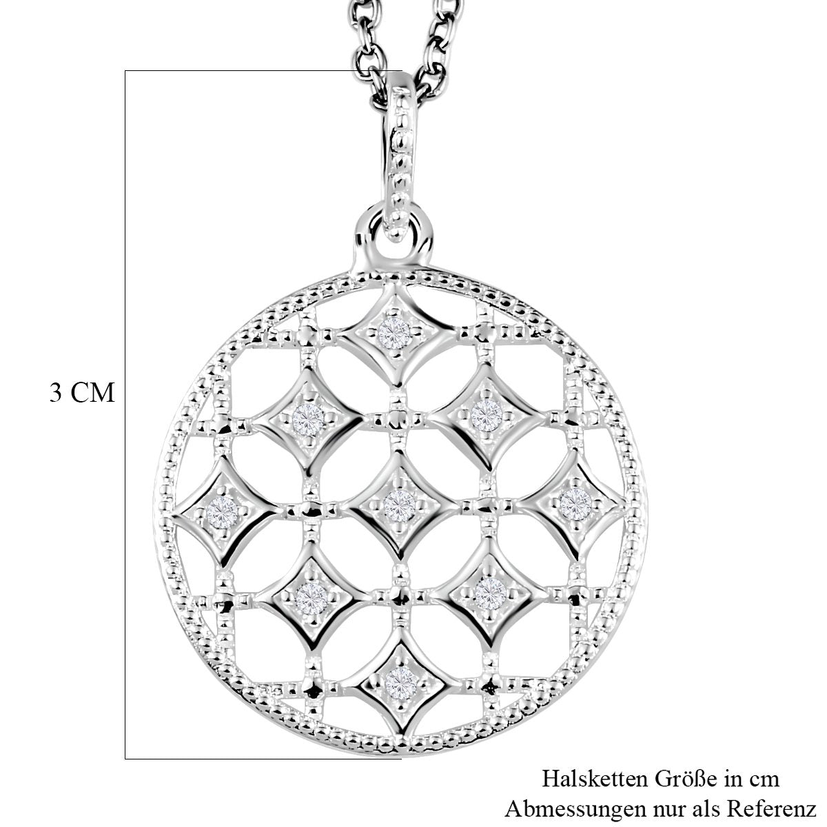 Zirkonia Anhänger mit Kette, 925 Silber und Edelstahl Kette