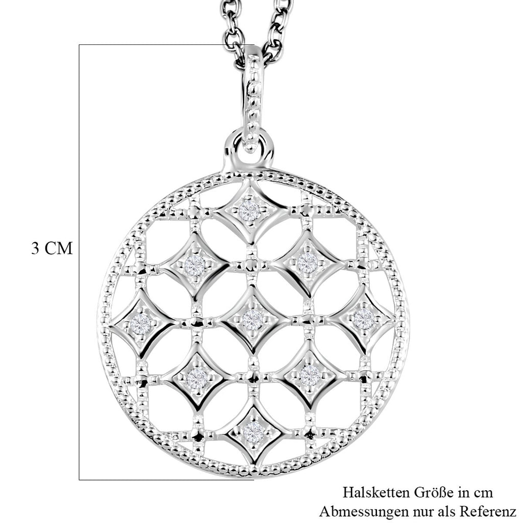 Zirkonia Anhänger mit Kette, 925 Silber und Edelstahl Kette