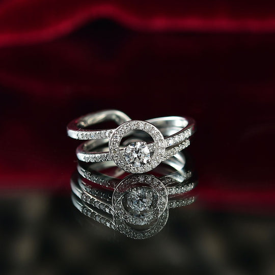 LUXURIANT DIAMOND - Lab Grown Diamant SI-GH SGL zertifiziert Schmuckset 925 Silber rhodiniert (Größe 21) ca. 0,50 ct.