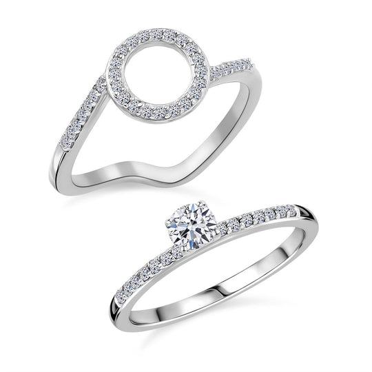 LUXURIANT DIAMOND - Lab Grown Diamant SI-GH SGL zertifiziert Schmuckset 925 Silber rhodiniert (Größe 21) ca. 0,50 ct.