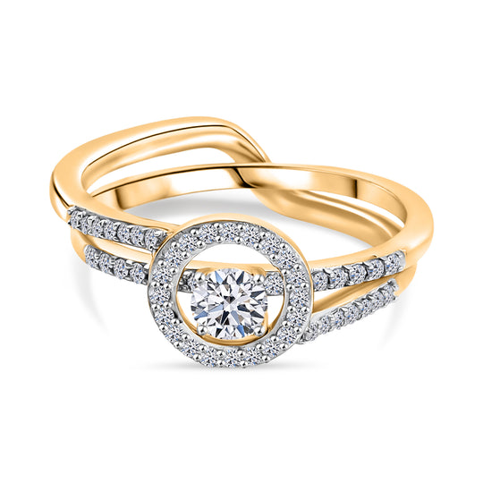 LUXURIANT DIAMOND - Lab Grown Diamant SI-GH SGL zertifiziert Schmuckset 925 Silber 750 Gelbgold Vermeil (Größe 19) ca. 0,50 ct.
