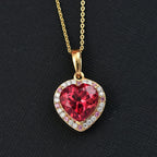 Flame of Grace - D joy Lab Created Padparadscha-Saphir , Moissanit Anhänger mit Kette, 925 Silber 750 Gelbgold Vermeil ca. 6.49 ct