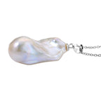 AAA Weiße Süßwasser Barockperle Anhänger mit Kette, ca. 50 cm, 925 Silber rhodiniert