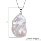 AAA Weiße Süßwasser Barockperle Anhänger mit Kette, ca. 50 cm, 925 Silber rhodiniert