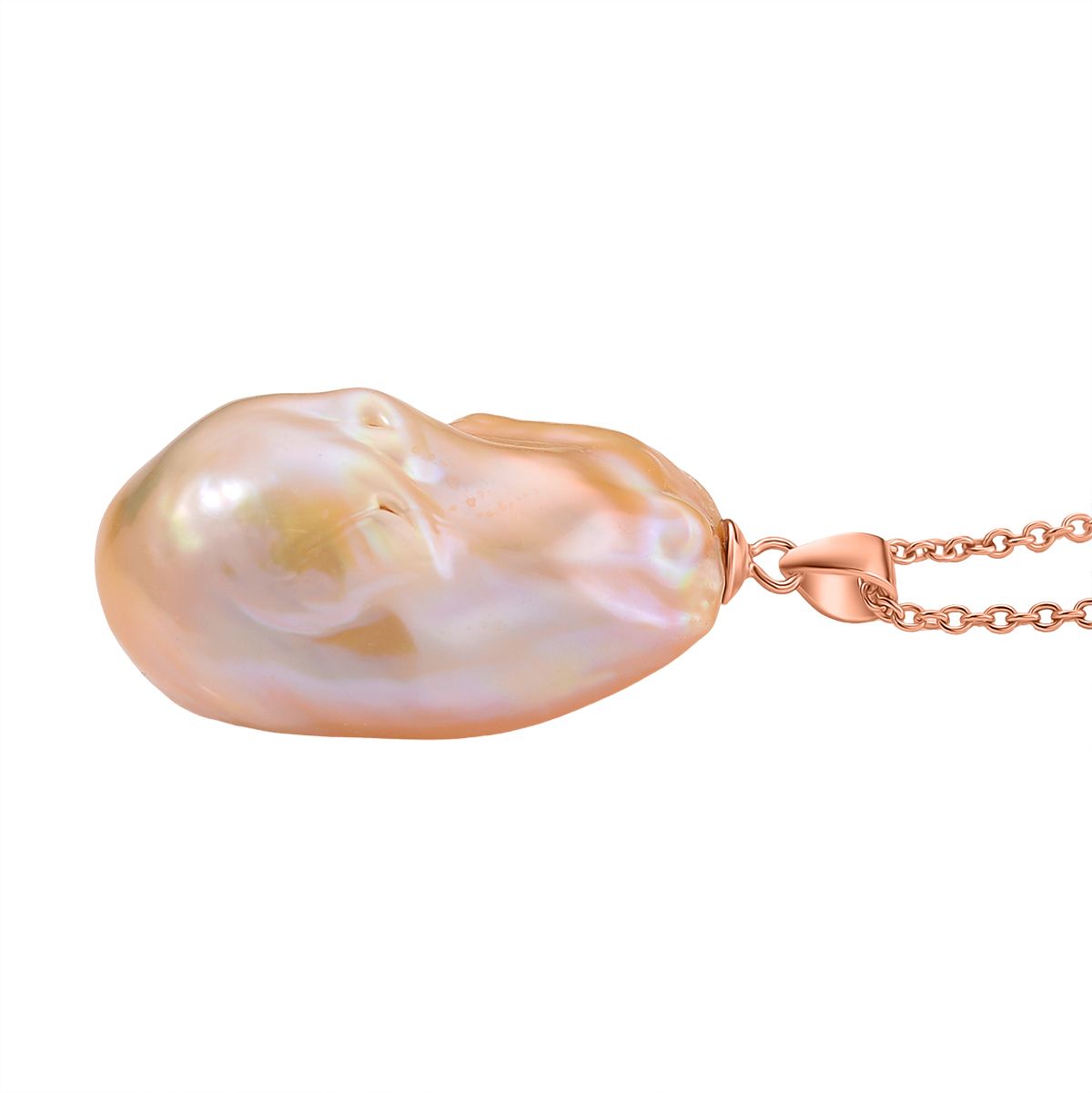 AAA Mehrfarbige-Süßwasser-Barockperle Anhänger mit Kette, ca. 50 cm, 925 Silber rosévergoldet