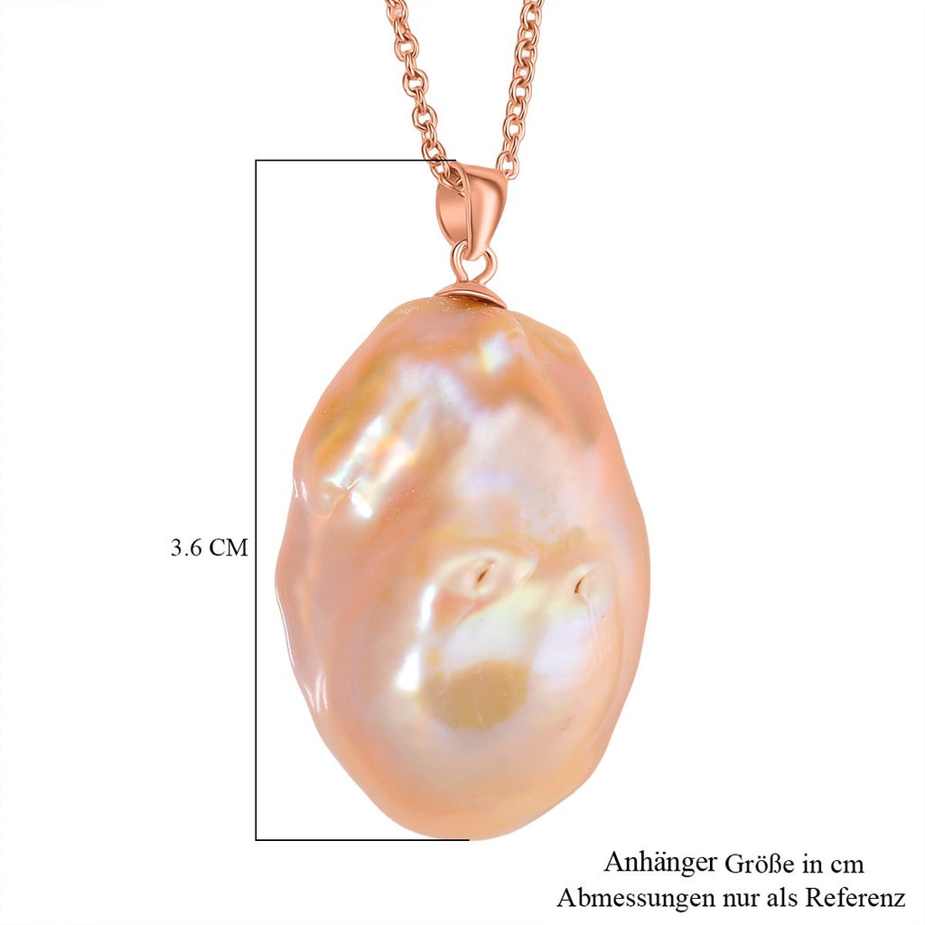 AAA Mehrfarbige-Süßwasser-Barockperle Anhänger mit Kette, ca. 50 cm, 925 Silber rosévergoldet