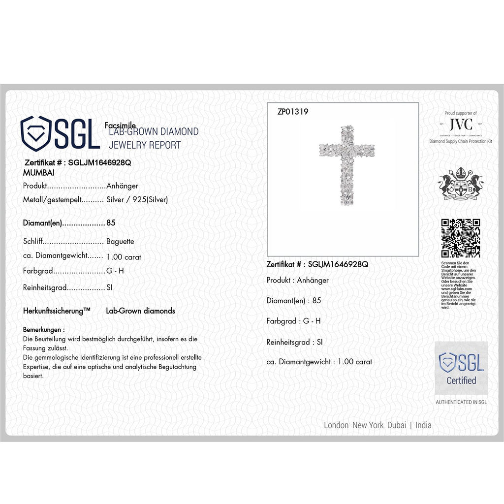 LUXURIANT DIAMOND - Lab Grown Diamant SI-GH SGL zertifiziert Schmuckset 925 Silber rhodiniert ca. 1,00 ct.