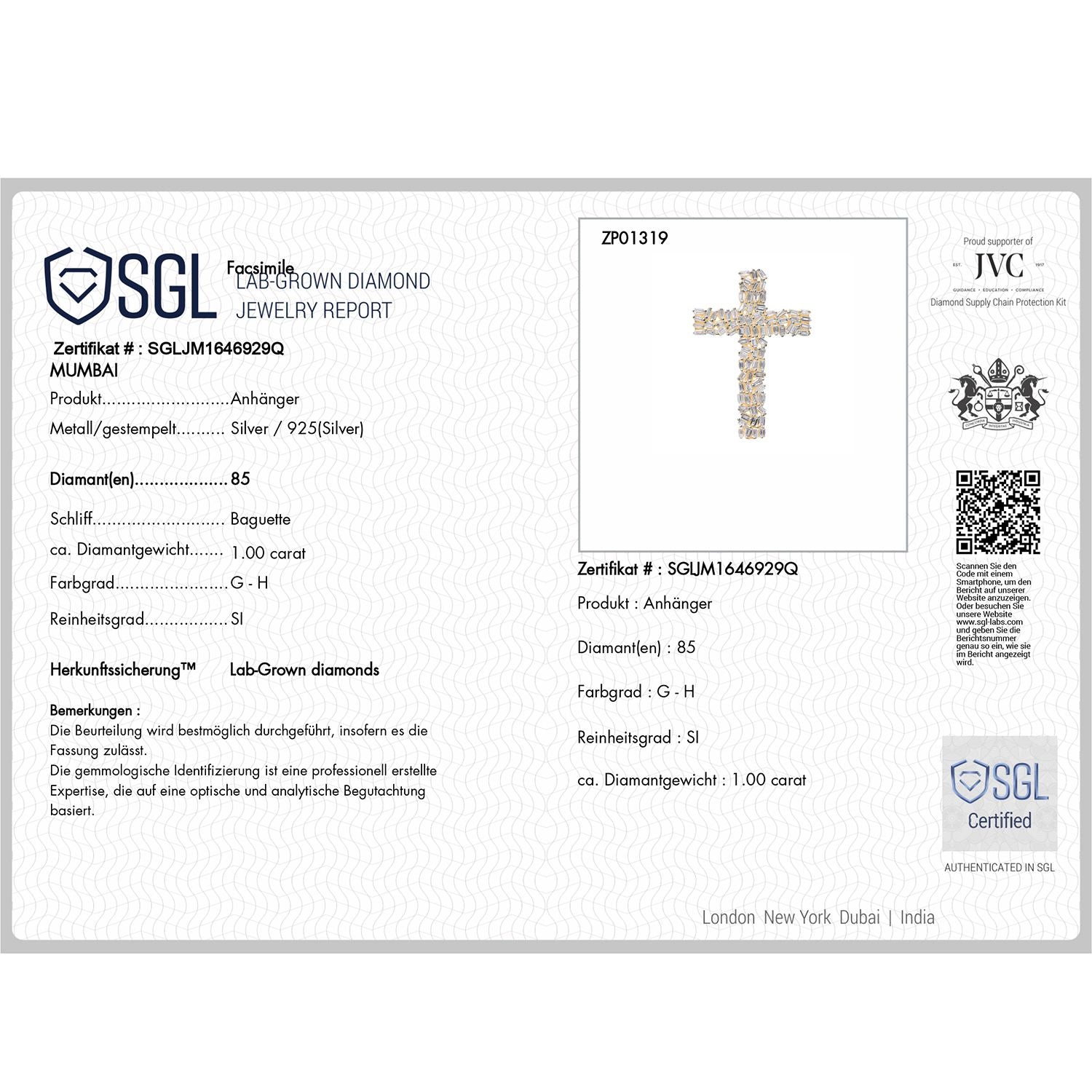 LUXURIANT DIAMOND - Lab Grown Diamant SI-GH SGL zertifiziert Schmuckset ca. 50 cm, 925 Silber 750 Gelbgold Vermeil ca. 1.00 ct