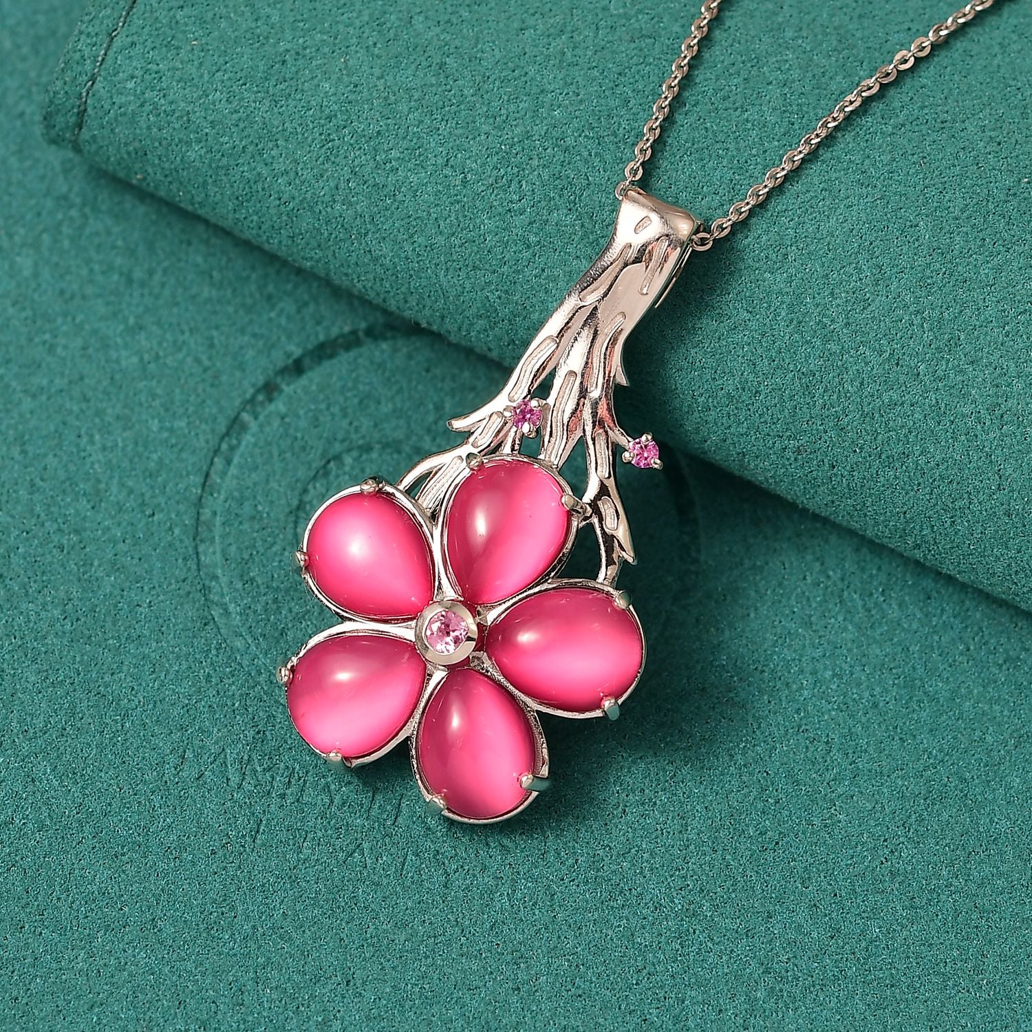 GP Italienische Garten Kollektion-Maulbeer Mondstein, Kanchanaburi Blauer Saphir Anhänger mit Kette, 925 Silber rhodiniert ca. 8.65 ct
