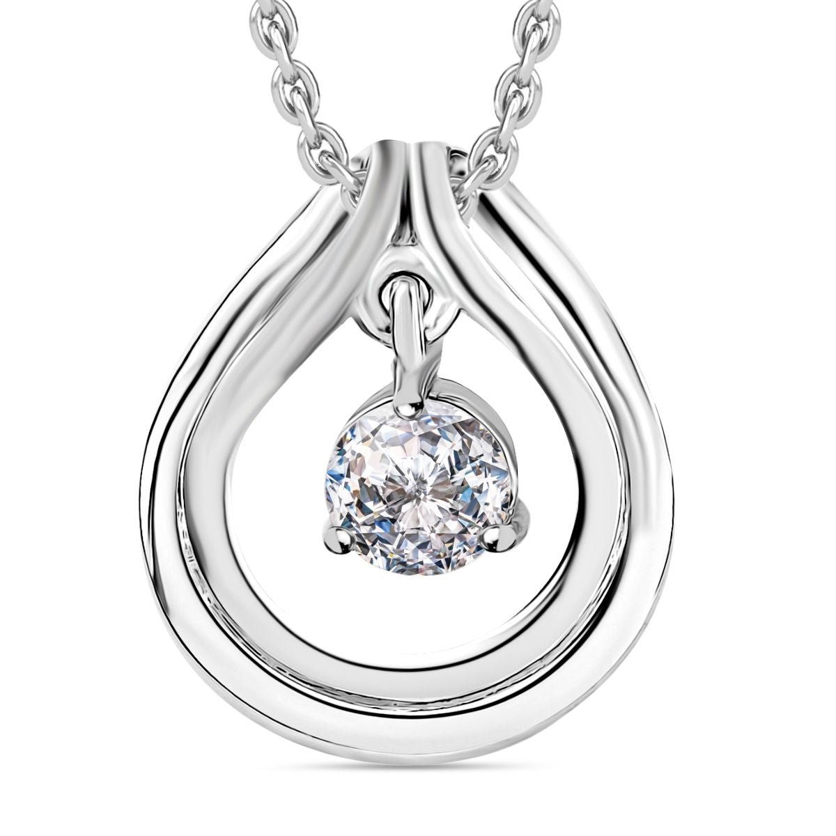 J Francis gefertigt mit SWAROVSKI Zirkonia Anhänger mit Kette ca. 50 cm, Messing und Reiner Edelstahl