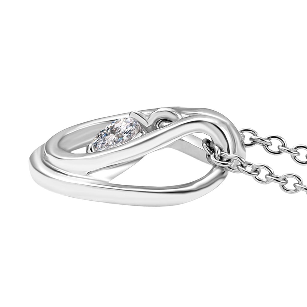 J Francis gefertigt mit SWAROVSKI Zirkonia Anhänger mit Kette ca. 50 cm, Messing und Reiner Edelstahl
