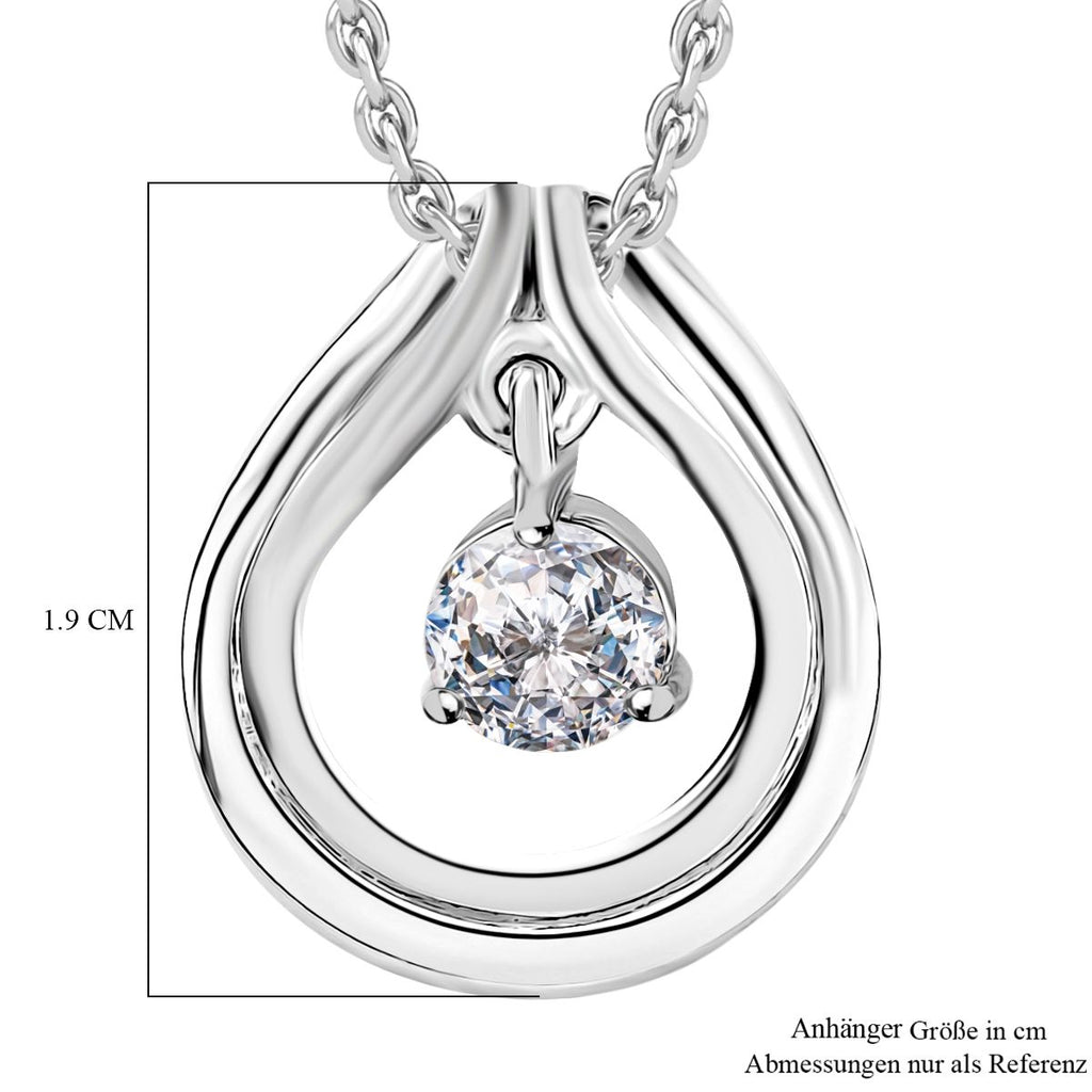 J Francis gefertigt mit SWAROVSKI Zirkonia Anhänger mit Kette ca. 50 cm, Messing und Reiner Edelstahl