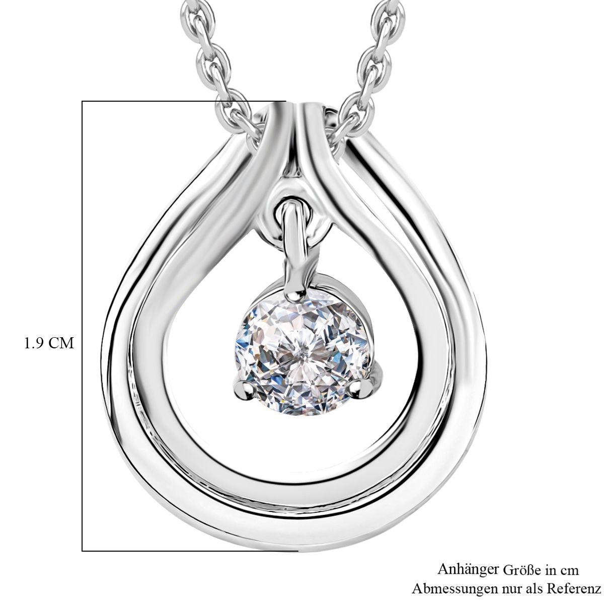 J Francis gefertigt mit SWAROVSKI Zirkonia Anhänger mit Kette ca. 50 cm, Messing und Reiner Edelstahl