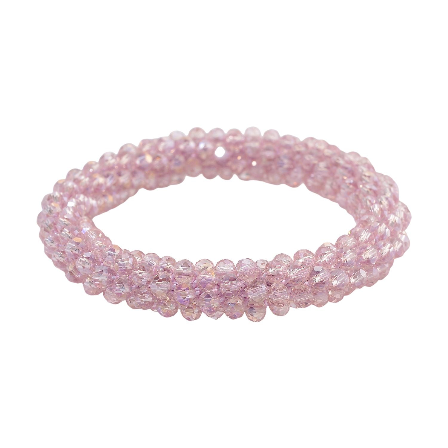 2er Set - Rosa Kristall Halskette und Armband, flexibel