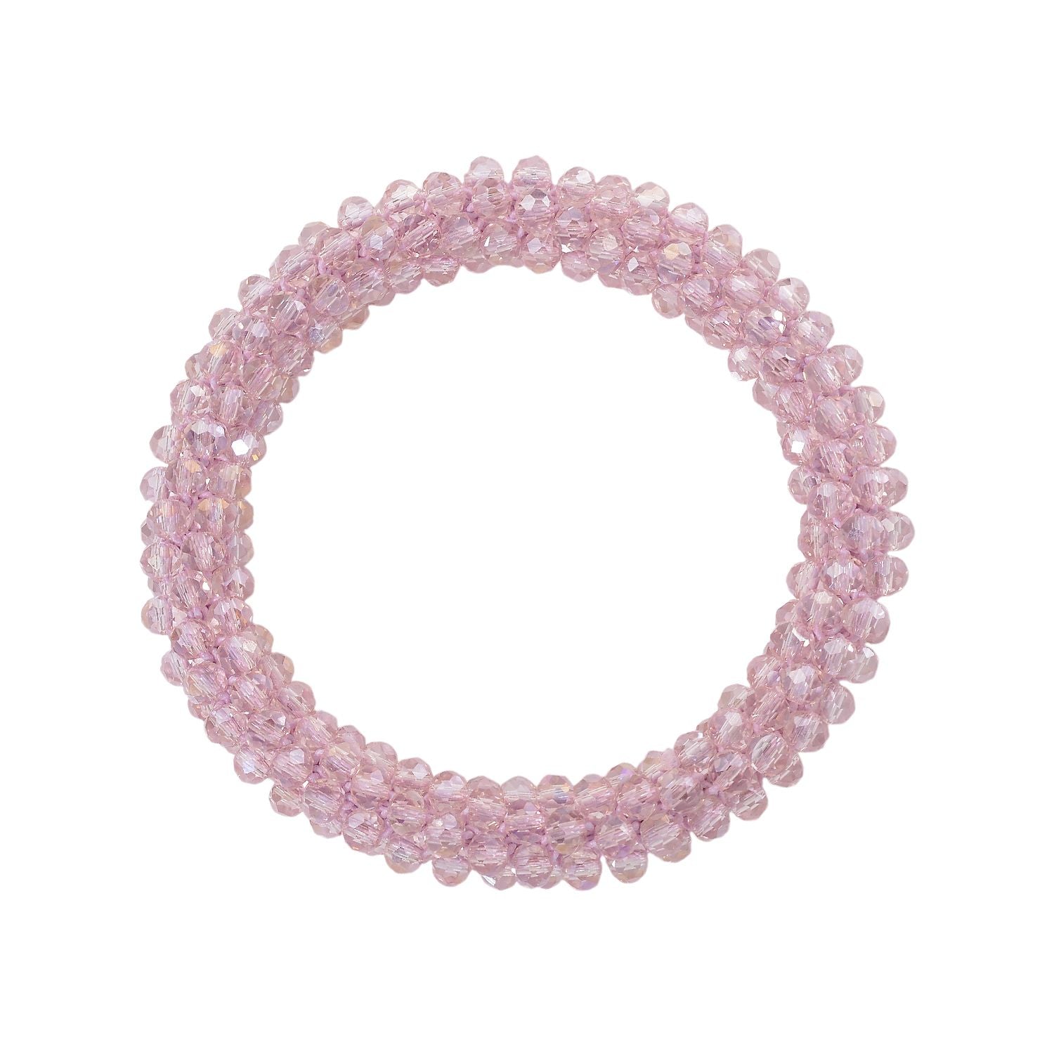 2er Set - Rosa Kristall Halskette und Armband, flexibel