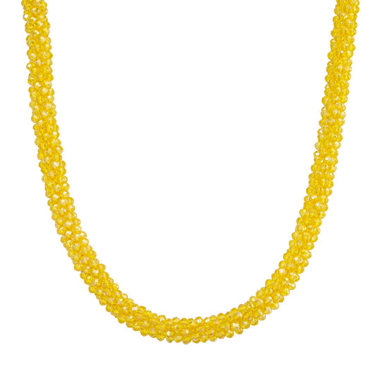 2er Set - Gelber Kristall Halskette und Armband, flexibel