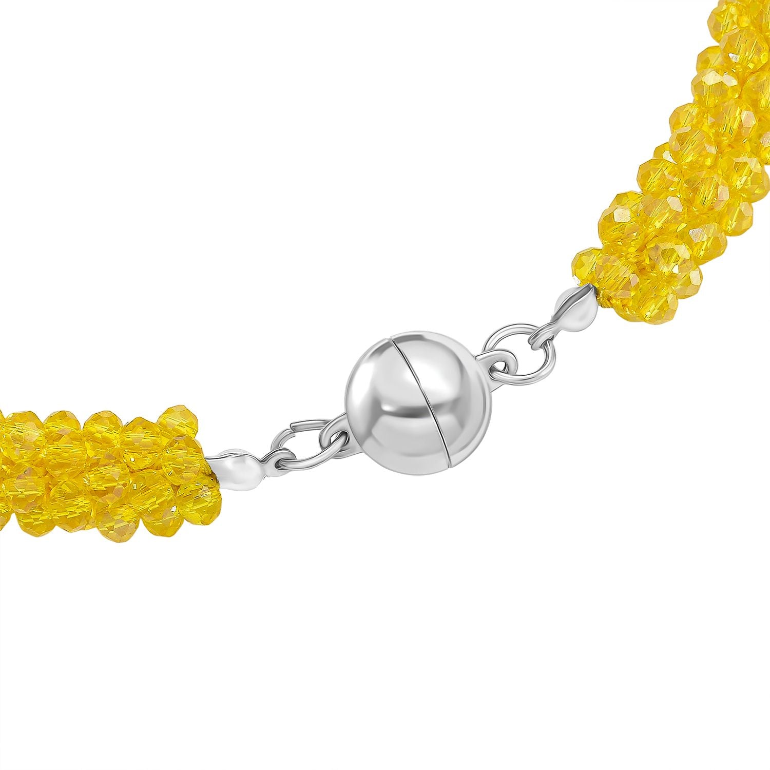 2er Set - Gelber Kristall Halskette und Armband, flexibel