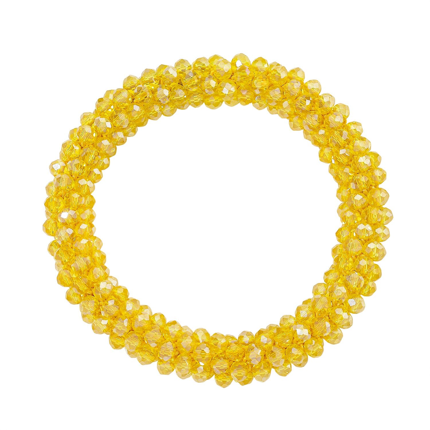 2er Set - Gelber Kristall Halskette und Armband, flexibel