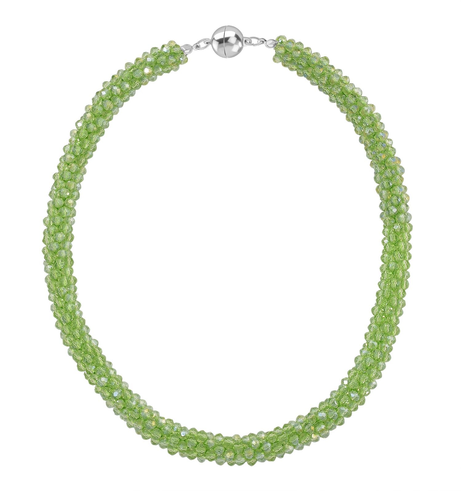 2er Set - Grüner Kristall Halskette und Armband, flexibel