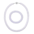 2er Set - Weißer Kristall Halskette und Armband, flexibel