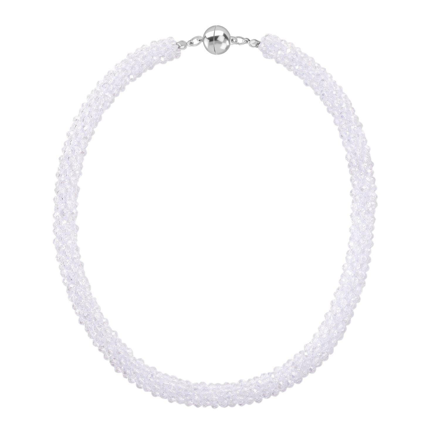 2er Set - Weißer Kristall Halskette und Armband, flexibel
