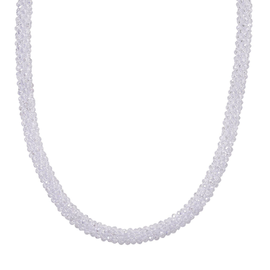 2er Set - Weißer Kristall Halskette und Armband, flexibel