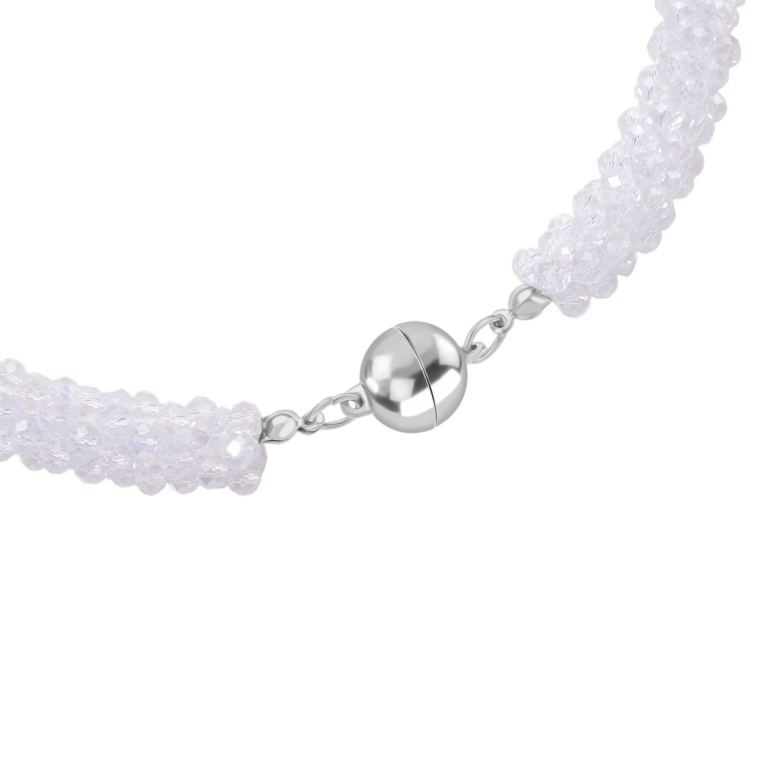2er Set - Weißer Kristall Halskette und Armband, flexibel