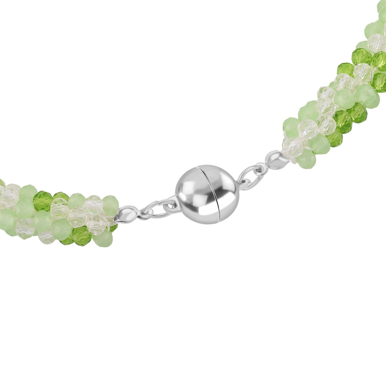 2er Set - Weißer Kristall Halskette und Armband, Grün