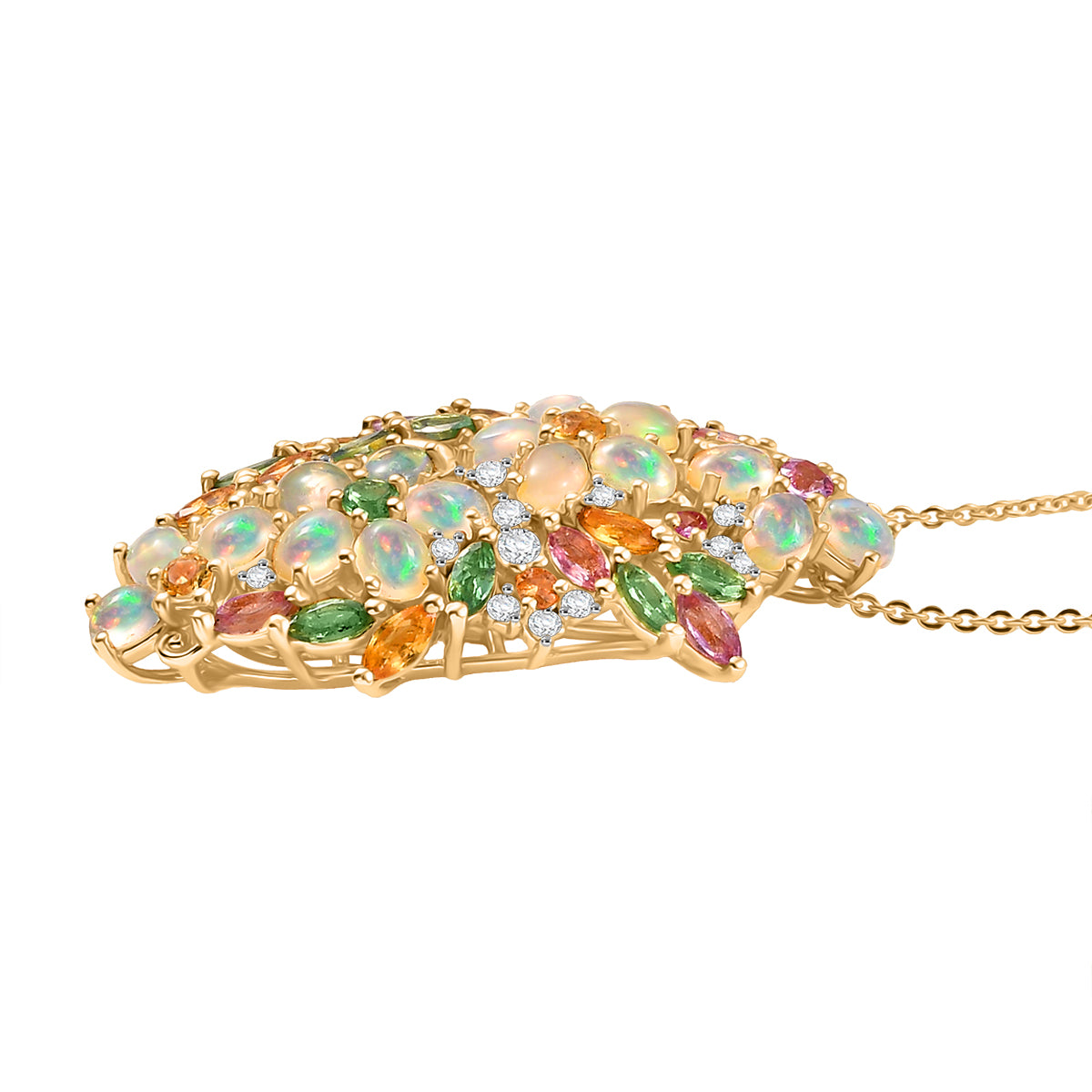 Djoy AA Natürlicher, äthiopischer Welo Opal, Rosa Saphir Schmuckset 925 Silber 750 Gelbgold Vermeil ca. 4.58 ct