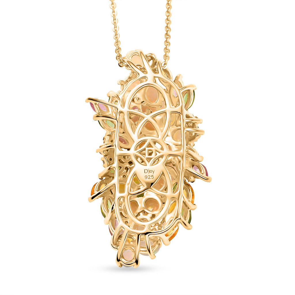 Djoy AA Natürlicher, äthiopischer Welo Opal, Rosa Saphir Schmuckset 925 Silber 750 Gelbgold Vermeil ca. 4.58 ct