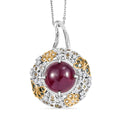 GP Italienischer Garten Kollektion - AA Afrikanischer Rubin (Fissure gefüllt), mehrfarbiger Diamanten Anhänger mit Kette ca. 45 cm, 925 Silber rhodiniert, 925 Silber Rhodiniert und 750 Gelbgold Vermeil ca. 9.71 ct