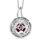 GP Italienischer Garten Kollektion - AA Afrikanischer Rubin (Fissure gefüllt), mehrfarbiger Diamanten Anhänger mit Kette ca. 45 cm, 925 Silber rhodiniert, 925 Silber Rhodiniert und 750 Gelbgold Vermeil ca. 9.71 ct