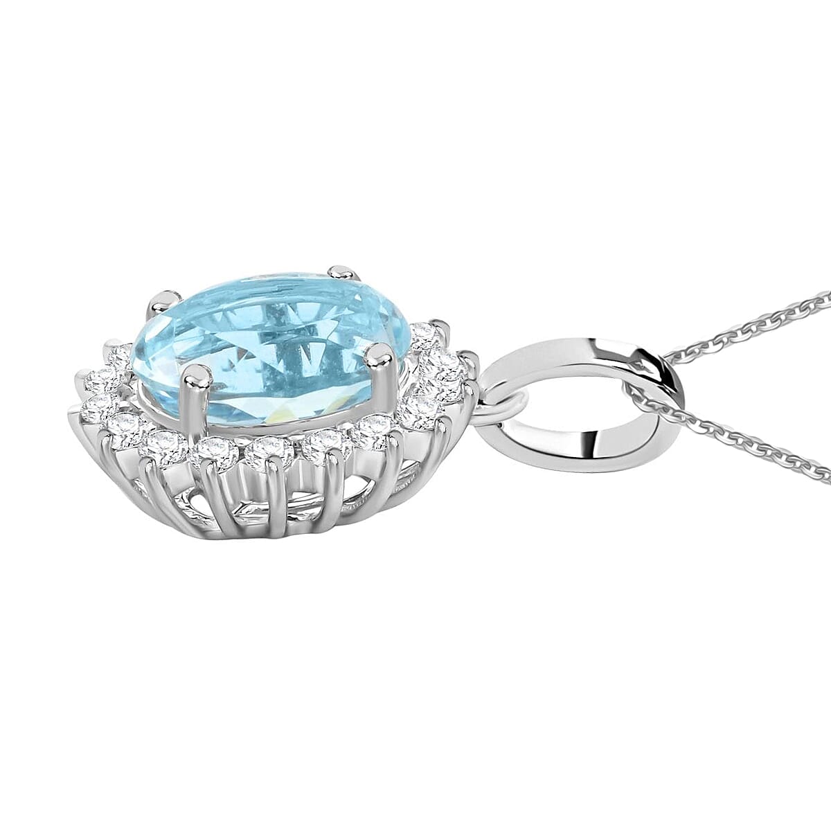 AAA Santamaria Aquamarin, Weißer Diamant Schmuckset, AGI zertifiziert und geprüft, 750 Weißgold ca. 1.40 ct