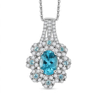 D'joy AAA Betroka Blauer Apatit Anhänger mit Kette (ca. 50 cm), 925 Silber rhodiniert ca. 1,99 ct.