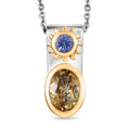D Joy Natürlicher goldener Tansanit, Tansanit Anhänger mit Kette, 925 Silber rhodiniert, 925 Silber rhodiniert und 750 Gelbgold Vermeil ca. 0.92 ct