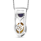 D Joy Natürlicher goldener Tansanit, Tansanit Anhänger mit Kette, 925 Silber rhodiniert, 925 Silber rhodiniert und 750 Gelbgold Vermeil ca. 0.92 ct