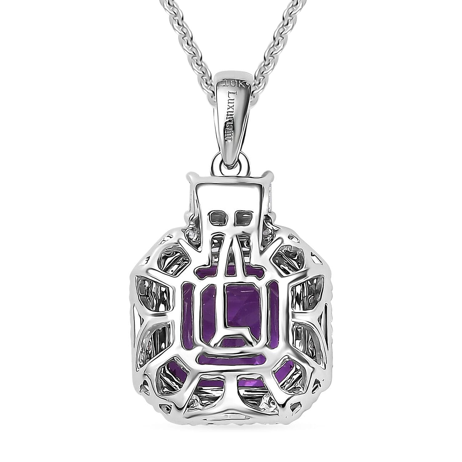 AAA Lab Grown Lila Saphir, Lab Grown Diamant AGI zertifiziert Schmuckset ca. 45 cm 417 Gold, 417 Gold Weißgold Vergoldet ca. 6.03 ct