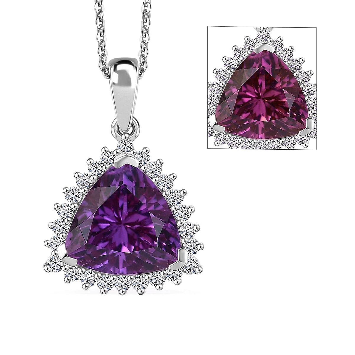 AAA Lab Grown Lila Saphir, Lab Grown Diamant AGI zertifiziert Schmuckset 417 Gold, 417 Gold Weißgold Vergoldet ca. 3.87 ct