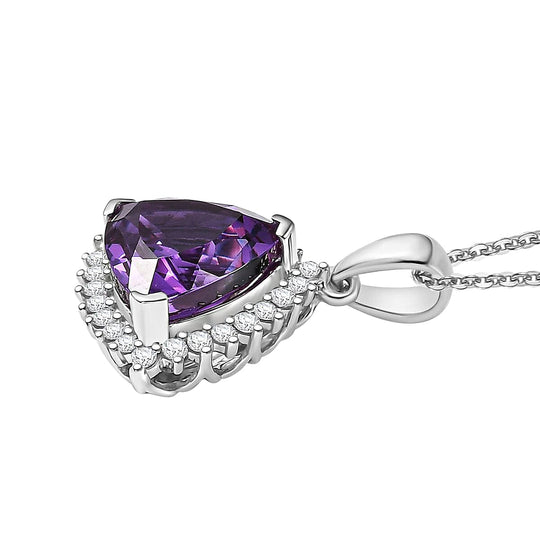 AAA Lab Grown Lila Saphir, Lab Grown Diamant AGI zertifiziert Schmuckset 417 Gold, 417 Gold Weißgold Vergoldet ca. 3.87 ct
