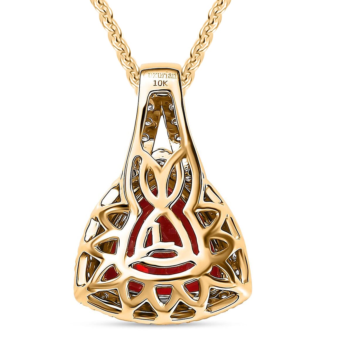 AAA Lab Grown Padparadscha-Saphir, Lab Grown Diamant Schmuckset ca. 45 cm 417 Gold, 417 Gold Gelbes Gold ca. 3.87 ct
